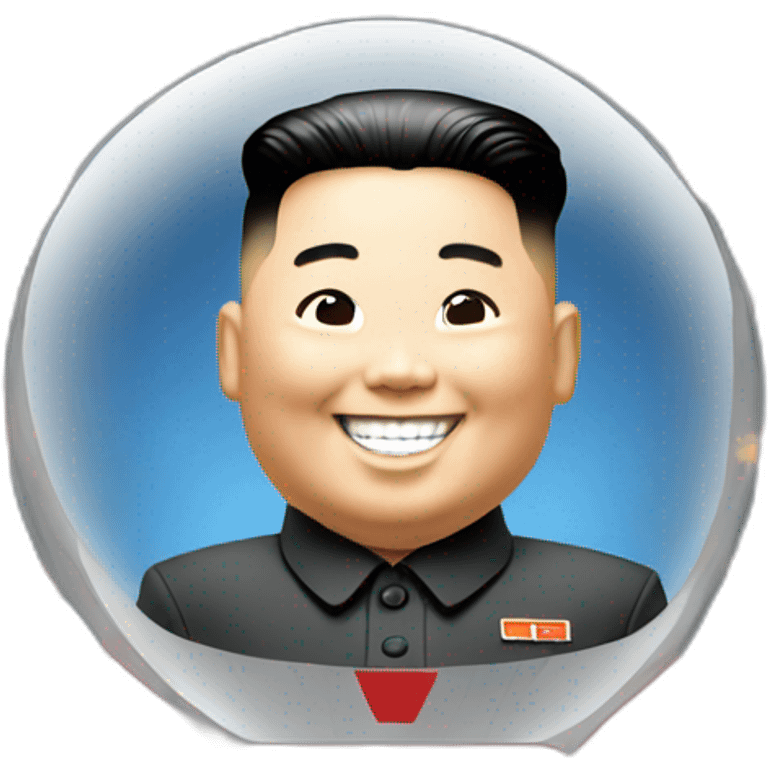 Kim Jong un smiling on a rocket emoji