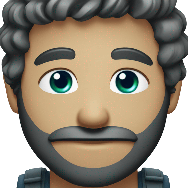 smiling male portrait with beard with dark blue greenish eyes emoji