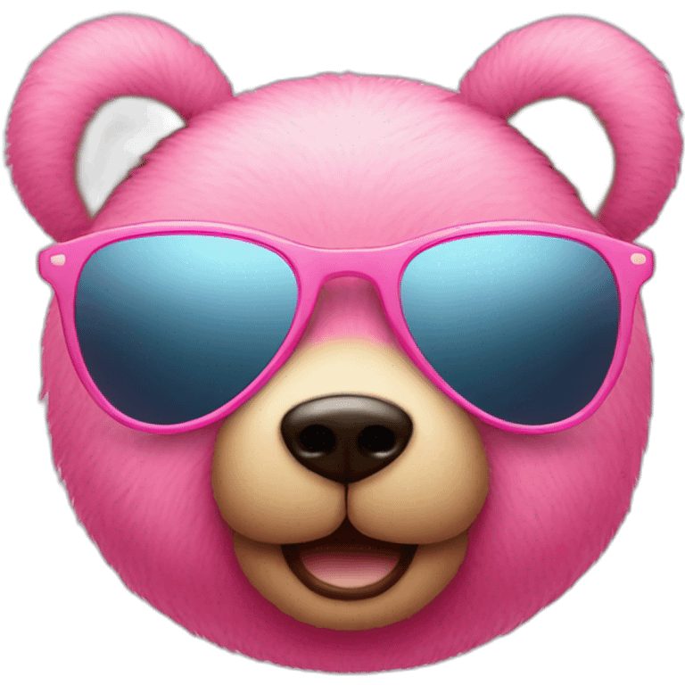 pink teddy bear face with sunglasses emoji