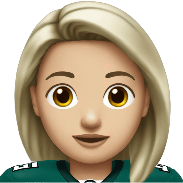  White female brunette wearing Philadelphia Eagles jersey emoji