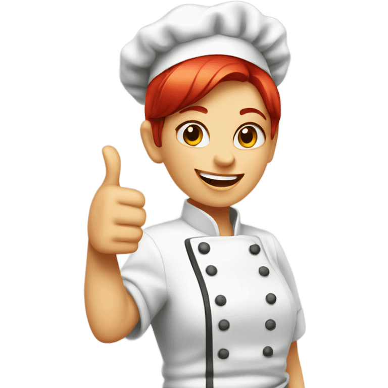 red Short haired female Chef Giving a Thumbs Up emoji