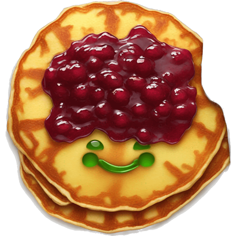 potato pancake with green pork and lingonberry jam emoji