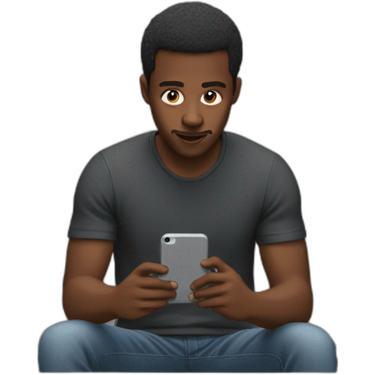 Black man watching mobile emoji