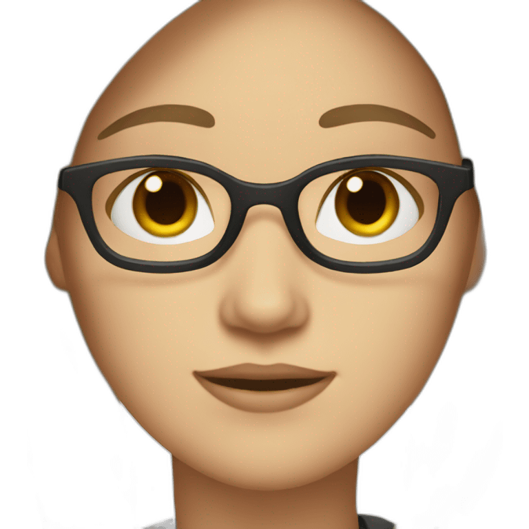 A white woman with glasses and long dark hair and brown eyes with a job emoji