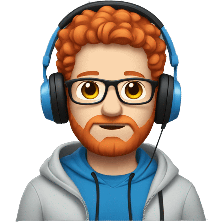 Big big guy red hair blue hoodie and black headphones emoji