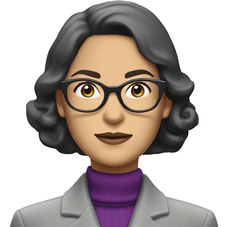 70’s Tv show Diana Prince wearing grey suit with purple turtleneck and eyeglasses  emoji