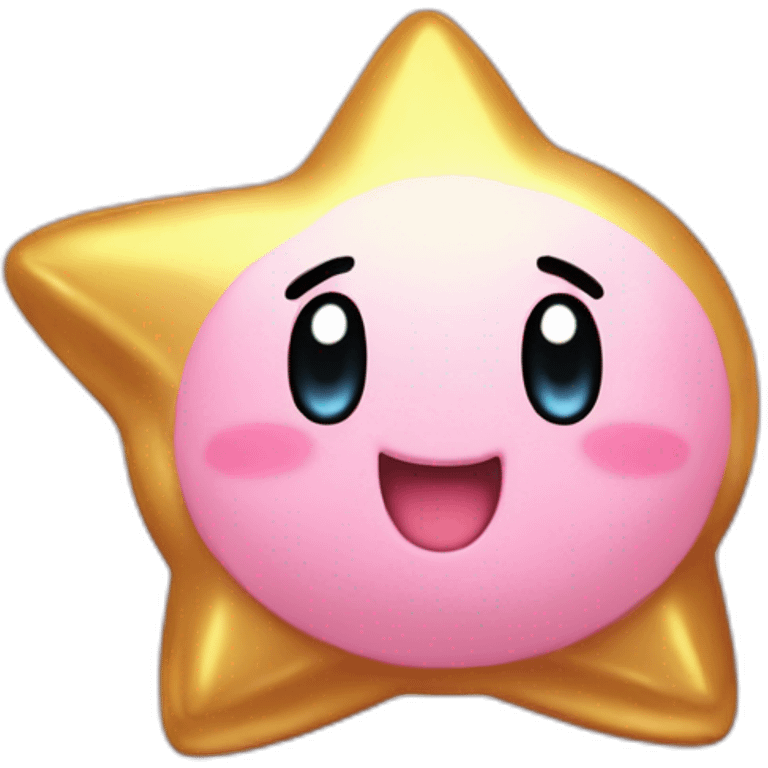 clean cute happy Kirby with a golden star emote emoji