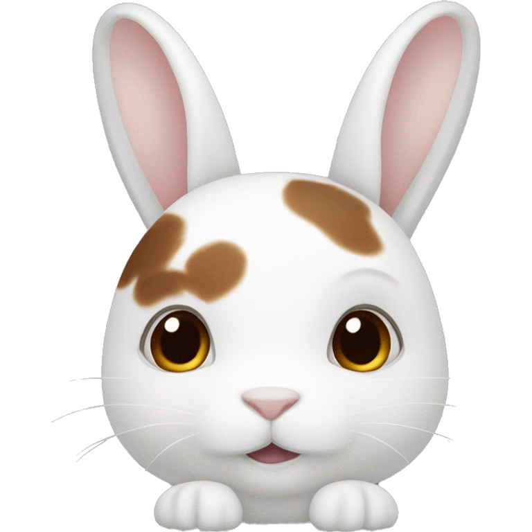 white bunny with brown spots on back emoji