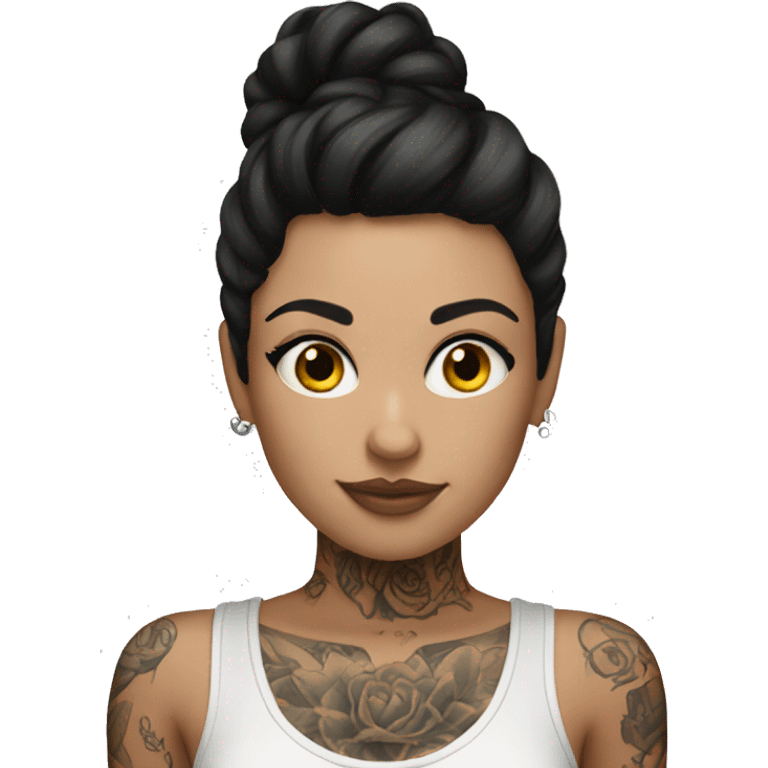 brunette female lots of tattoos emoji