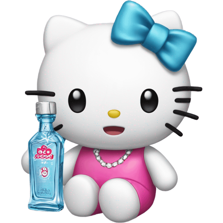 Hello kitty Crying sad tears with tequila hello kitty emoji