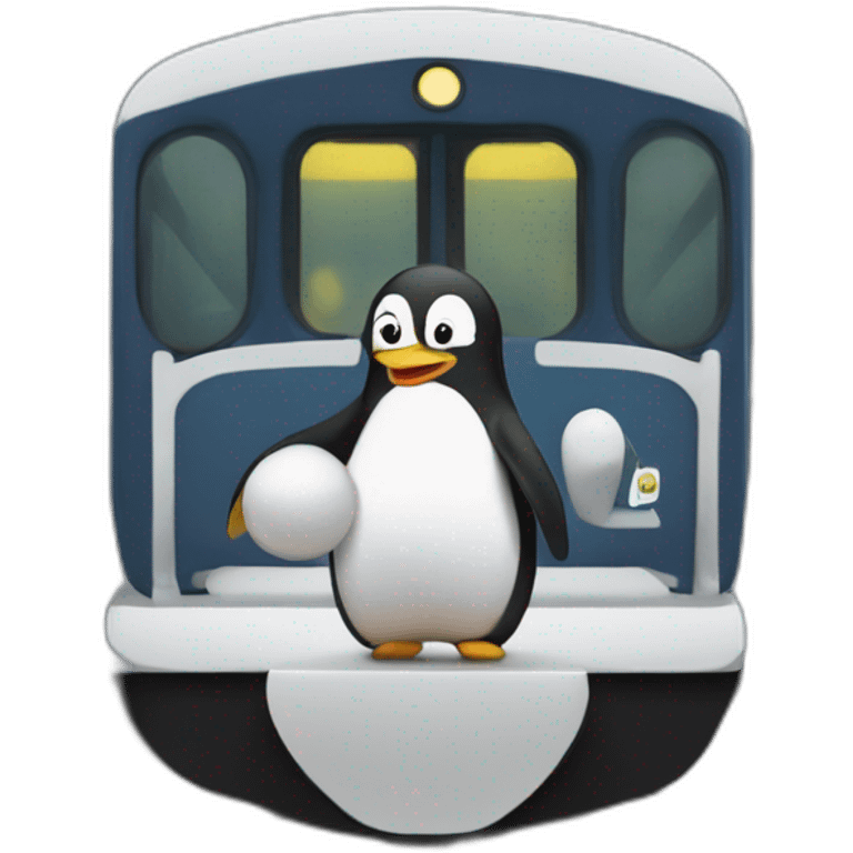 Un pingouin sur un train emoji