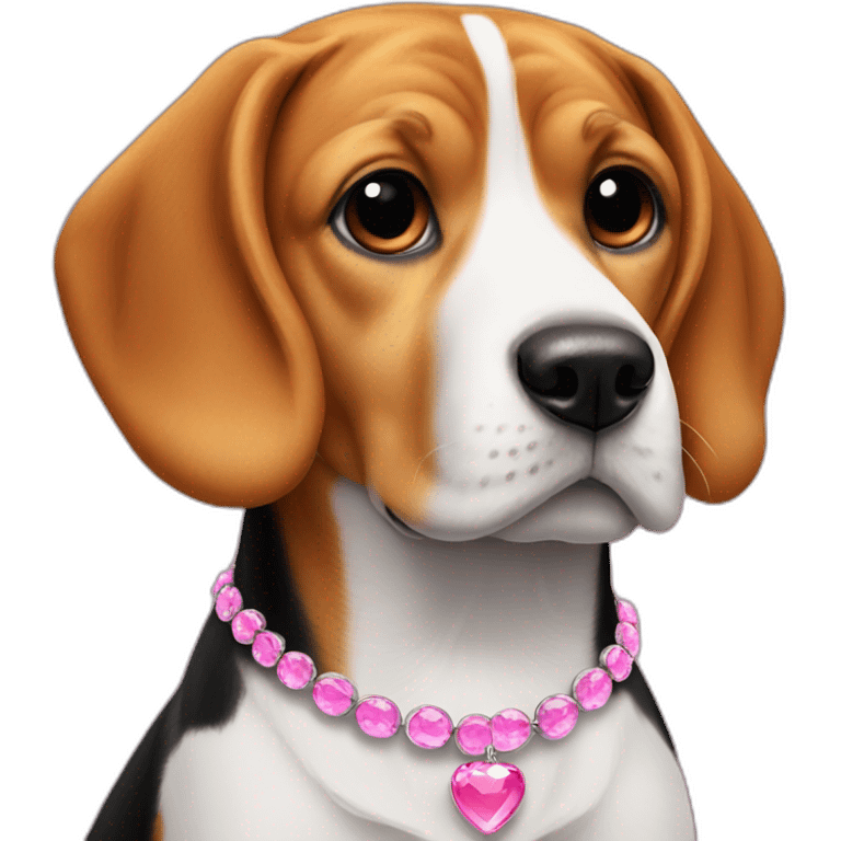 Beagle with pink necklace emoji