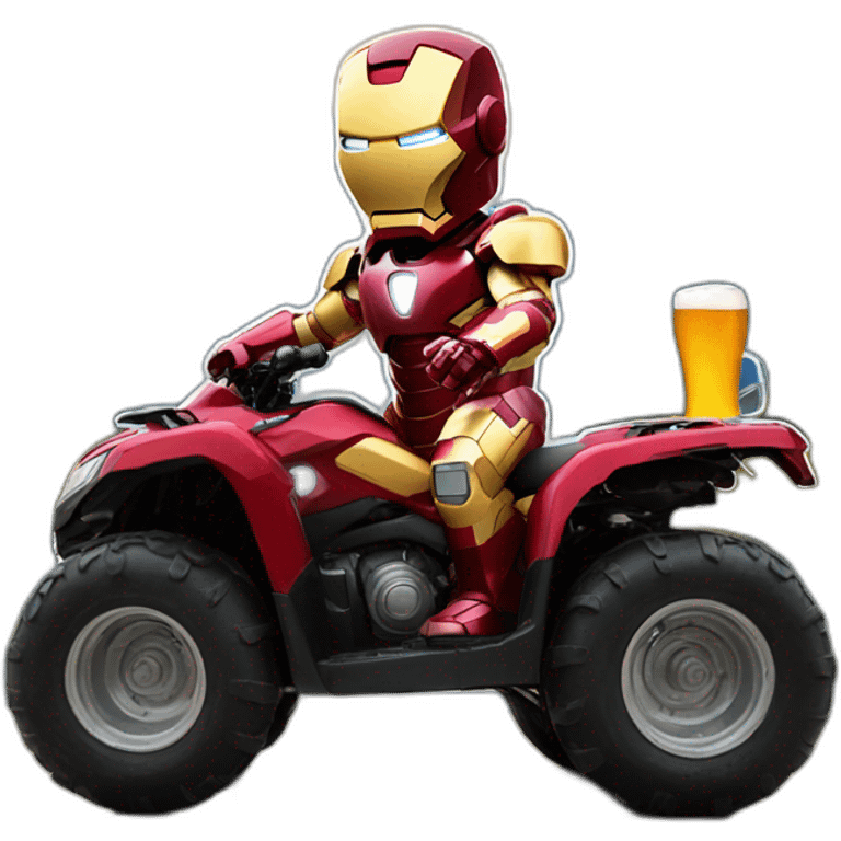 Iron Man sur un quad avec un bière emoji