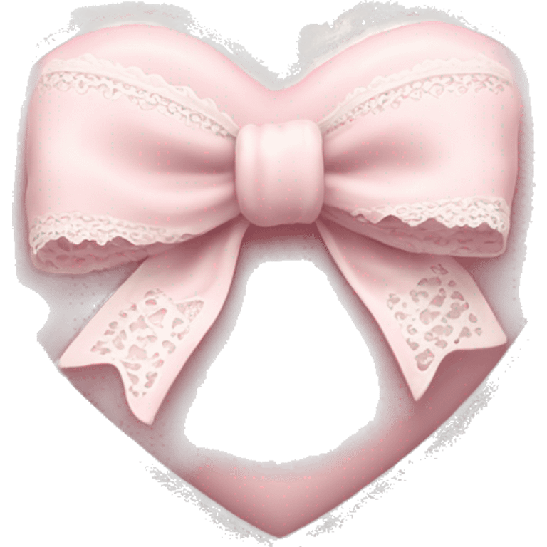 rococo Pastel pink heart with white bow with lace and frills  emoji