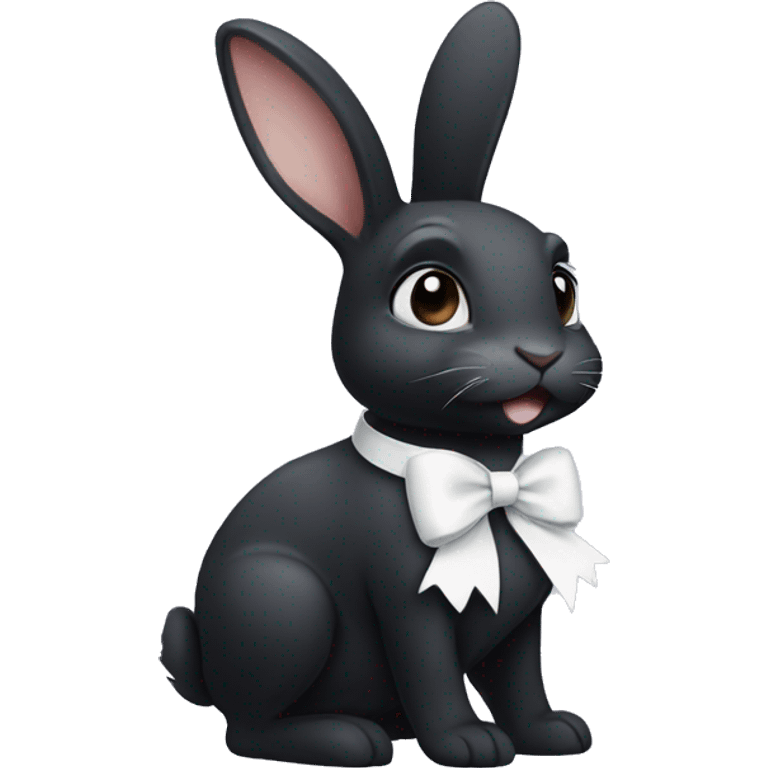 Black bunny wearing a white bow emoji