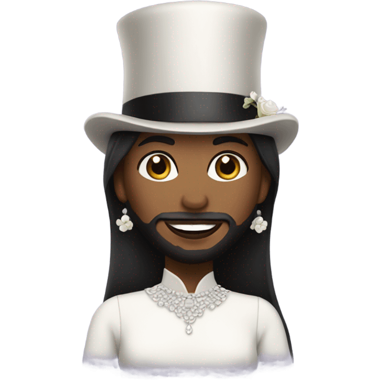 Bearded woman with top hat and wedding dress  emoji