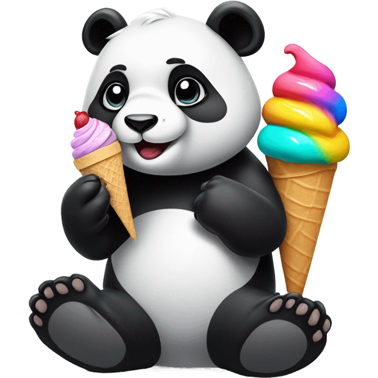 Panda eating ice cream emoji