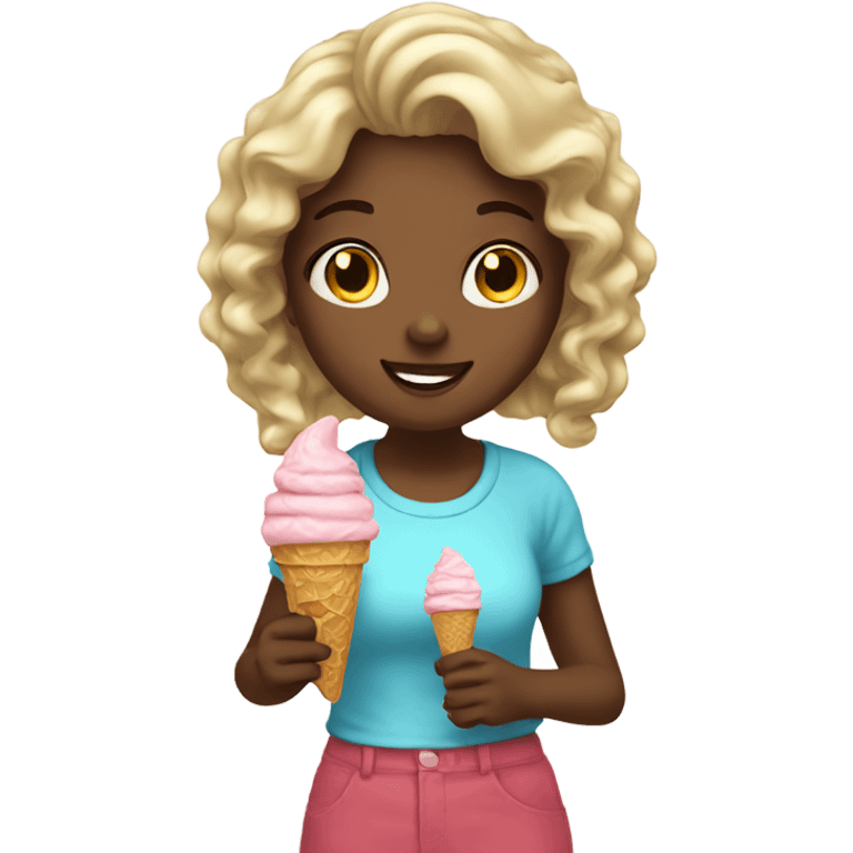 pretty girl eating ice cream cone emoji