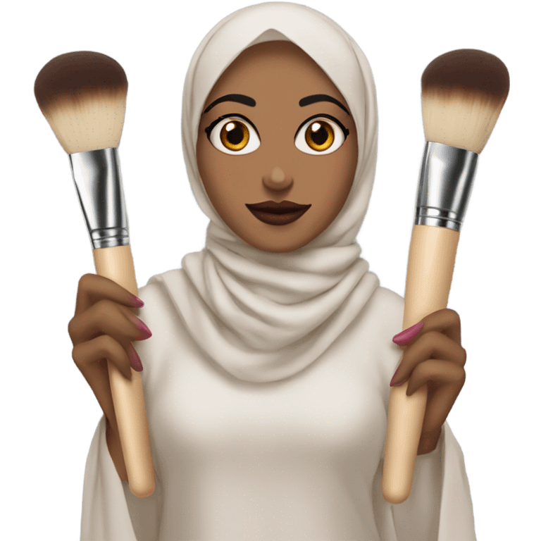 Hijabi-with-lipstick-holding-makeup-brushes emoji