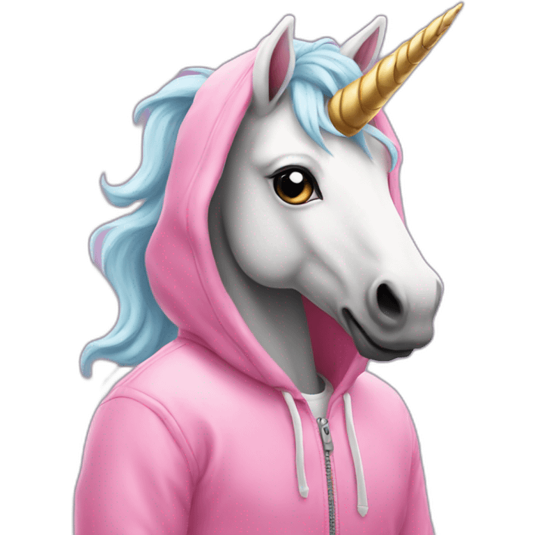 An unicorn in a pink hoodie  emoji