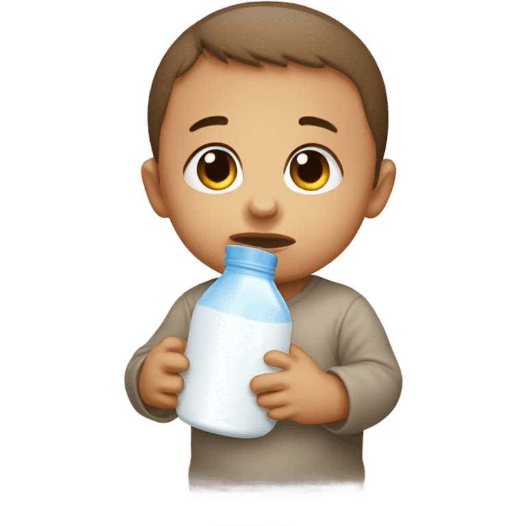 A sad little baby with a milk bottle emoji