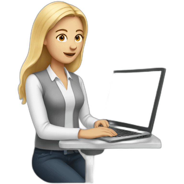 white woman working in IT with laptop emoji