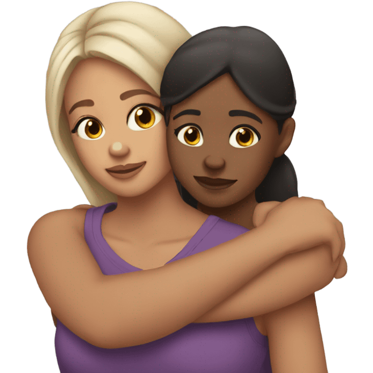 Sister and sister hug light skin emoji