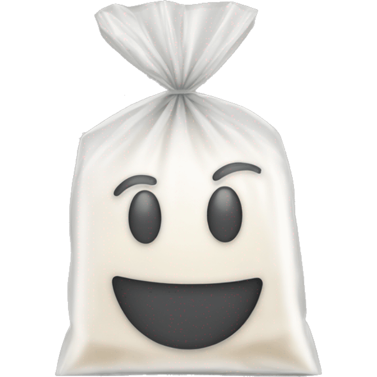 smiley small plastic transparent bag full of flour emoji