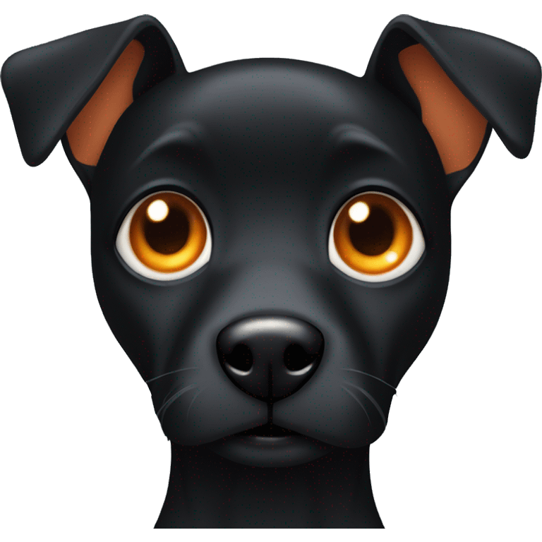 black dog with big up ears and orange eyes emoji