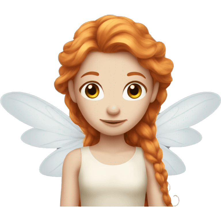 a white skin fairy, long ginger hair and wings emoji