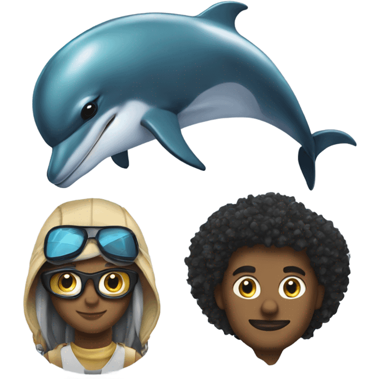 A dolphin chilling next to a panther next to a maverick  emoji