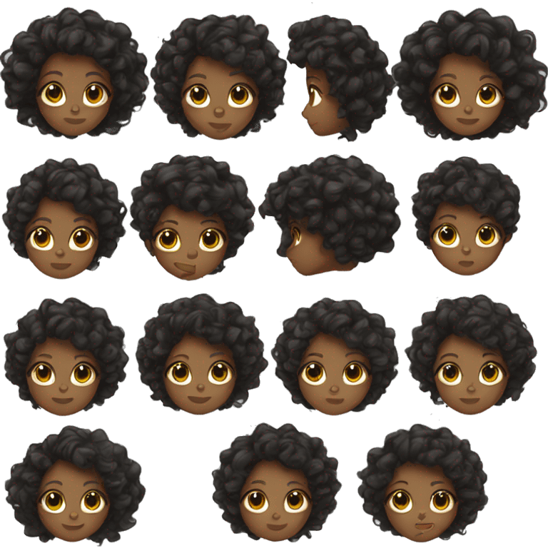 black girl doing her wet curly hair routine emoji