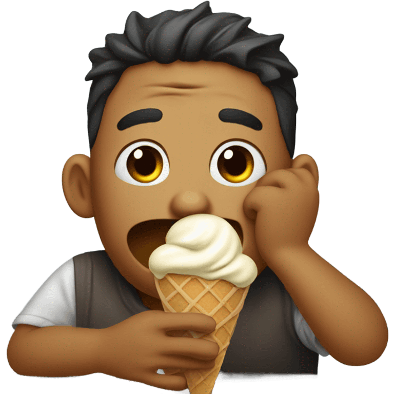 Hot crying eating ice cream  emoji