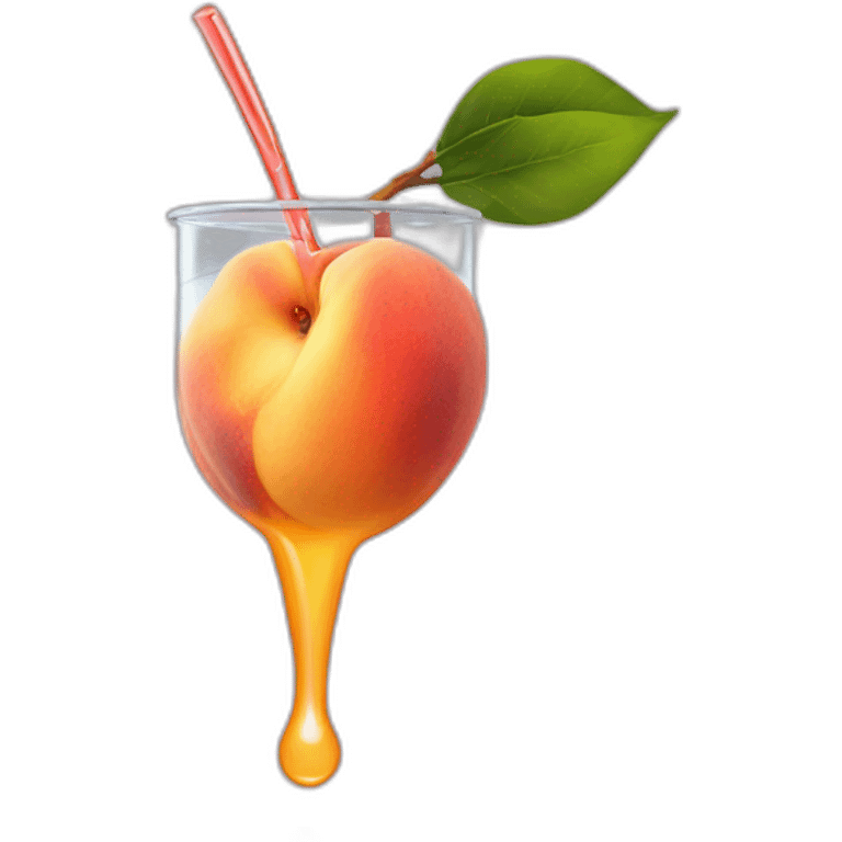 Peach juice dripping onto a tongue emoji