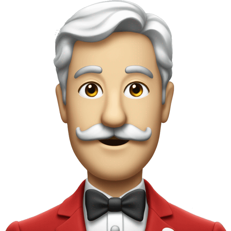 a butler in a red suit with a moustache invites you to come in emoji