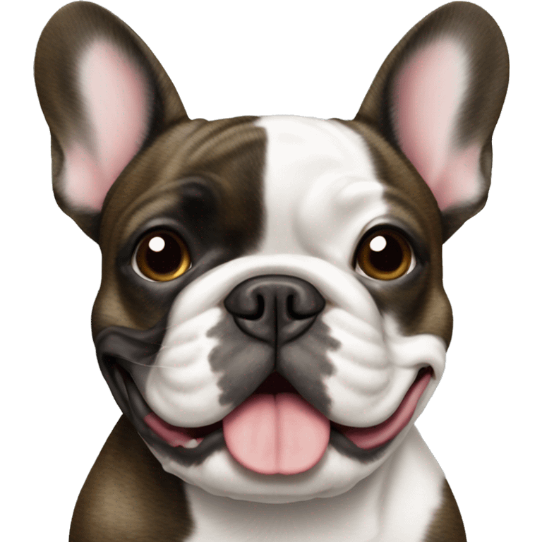 Brindle French bulldog with white mouth emoji