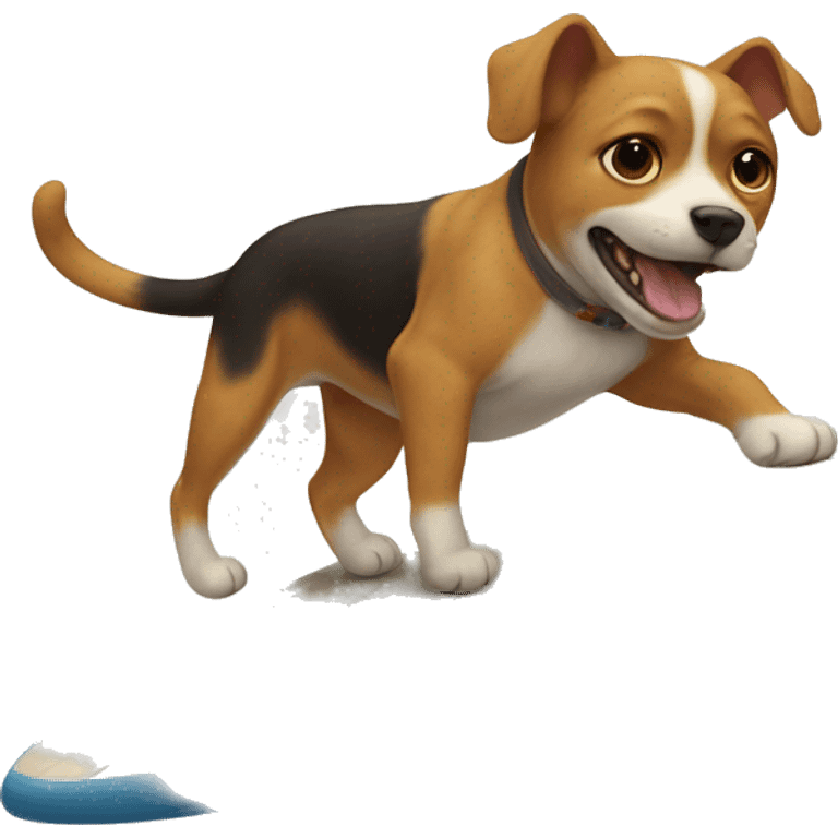 A cat surfing a dog emoji