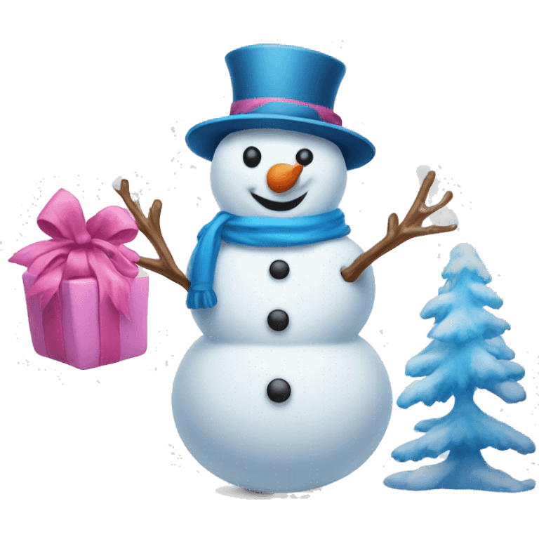 a snowman with blue haft and snowwoman with pink hat emoji