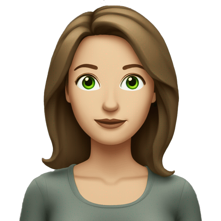 pretty middle age woman with kelly green eyes and shoulder length straight brown hair casual emoji