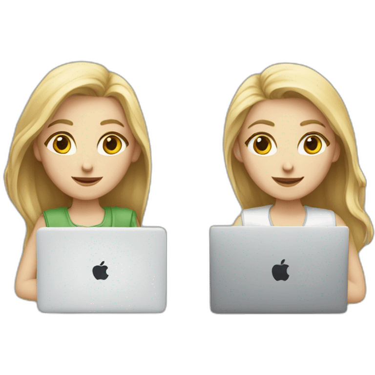 two white girls with MacBooks emoji