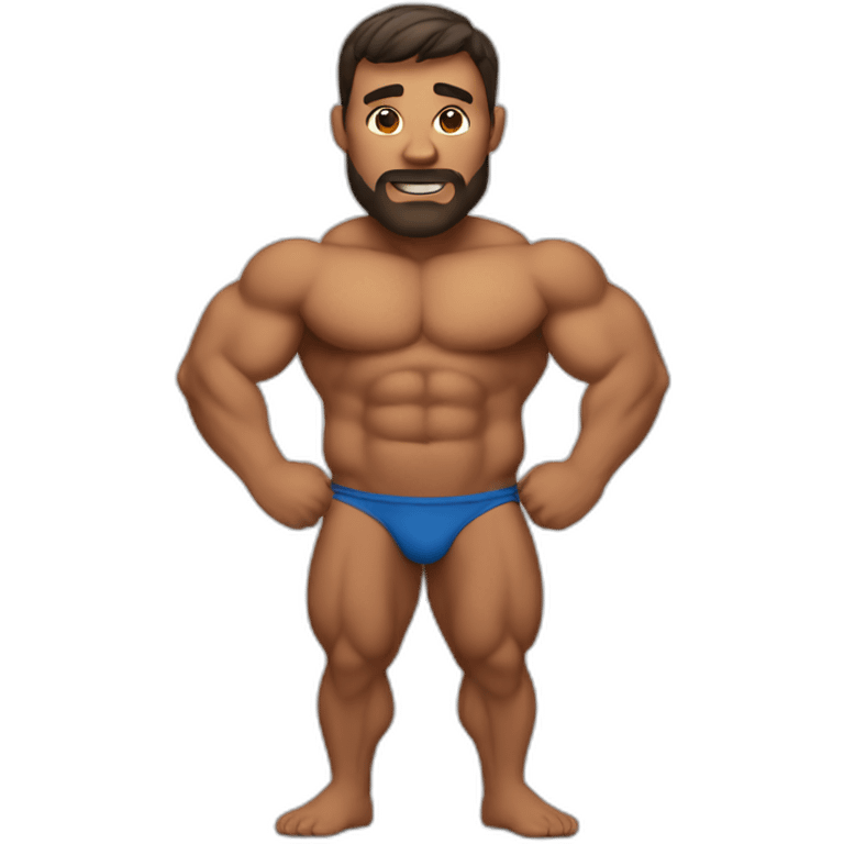 muscular man with round belly emoji