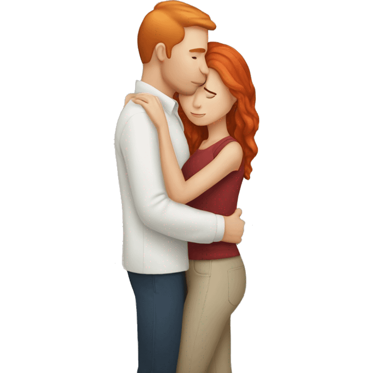 Red haired white couple kissing emoji