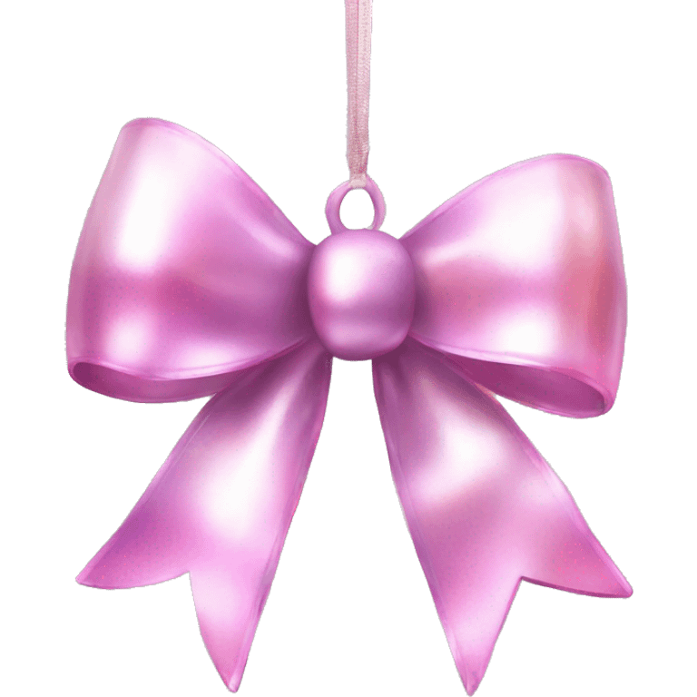 iridescent christmas ornament bow light pink emoji