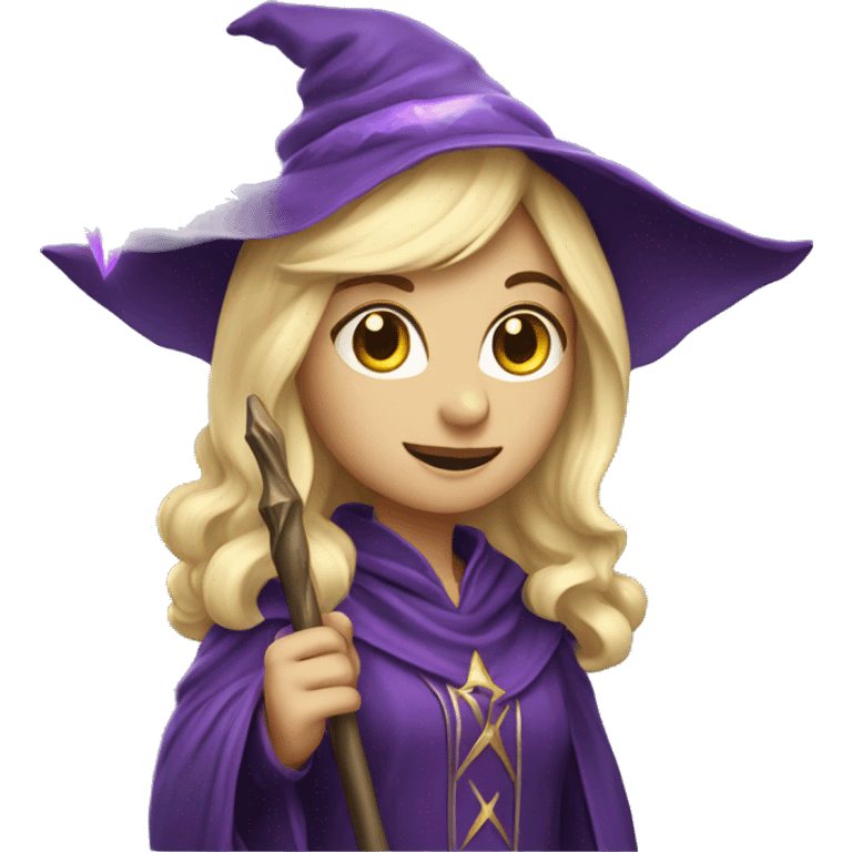 Blonde female wizard with iridescent star wand emoji