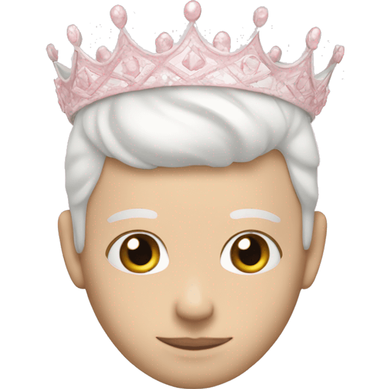 White and pastel pink crown emoji