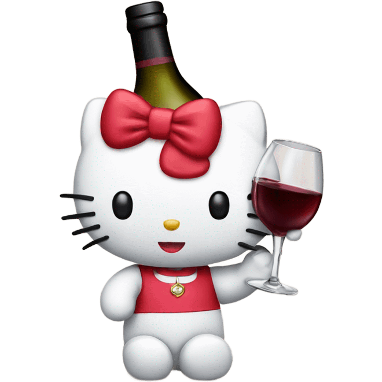 Hello Kitty drinking red wine emoji