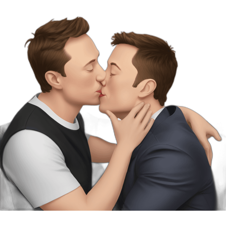 Elon Musk kissing Zuckerberg emoji