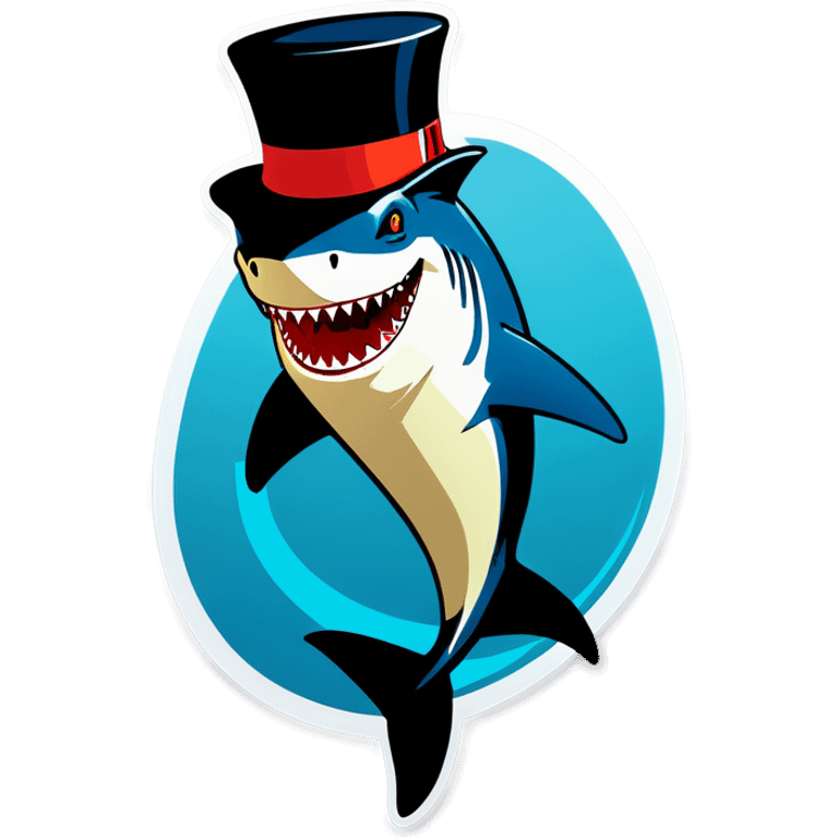 Shark with a top hat emoji