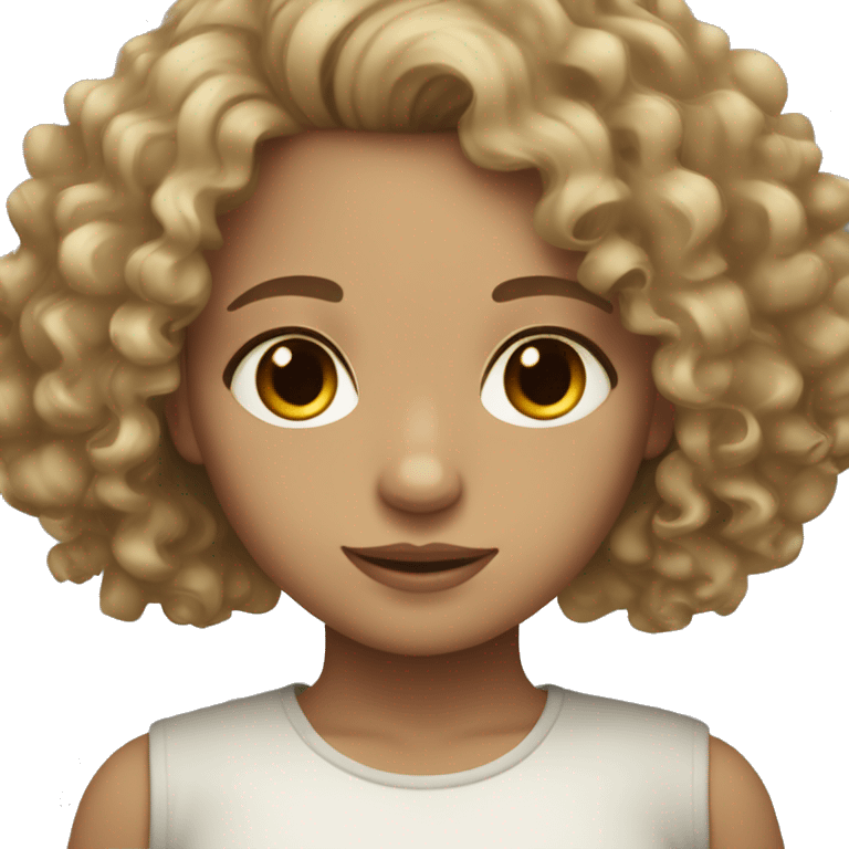 dark blond curly haired girl with pale olive skin big beautiful brown eyes emoji