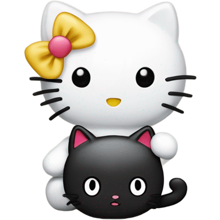 hello kitty with a black cat emoji